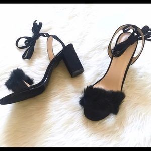 Black Fur baby heels
